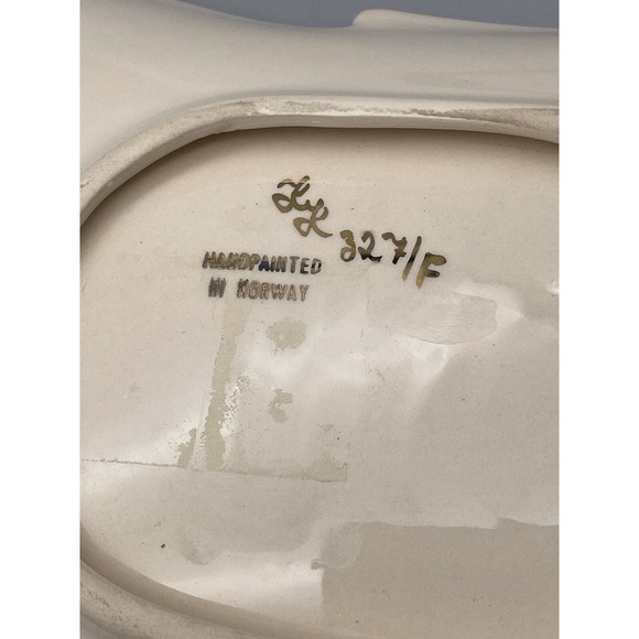 Vintage Norwegian Fisherman Porcelain Hand Painted Platters Norway Signed Set 2 - Picture 12 of 16